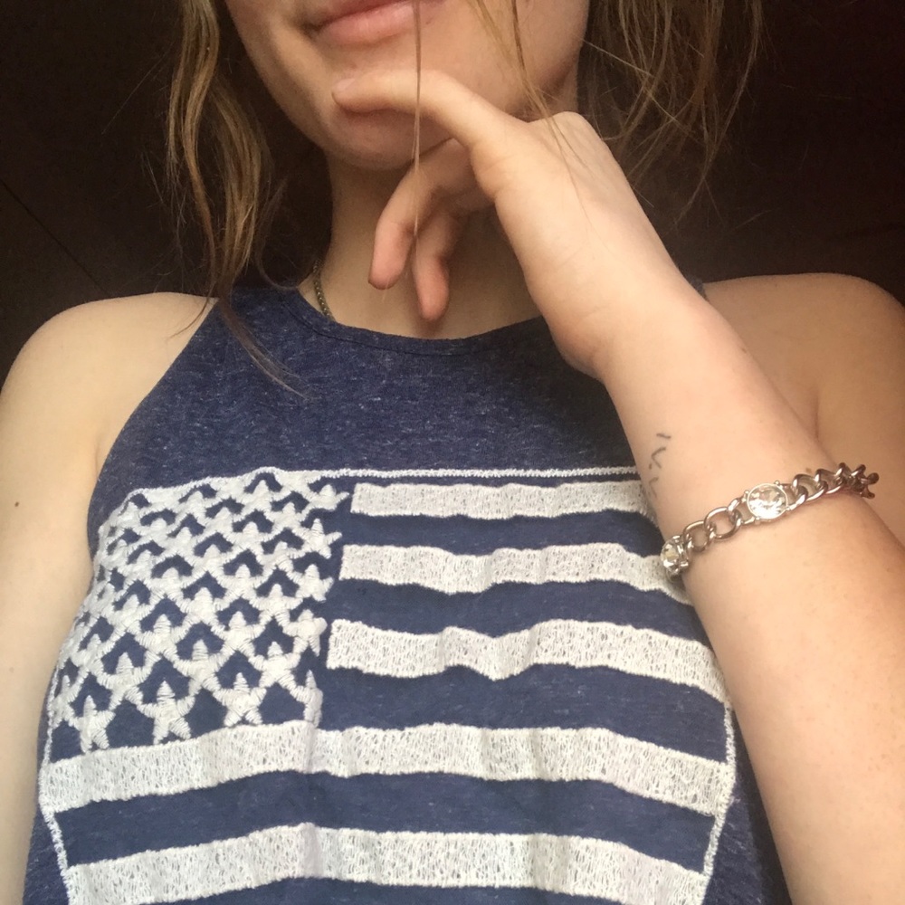Cute white American flag top
